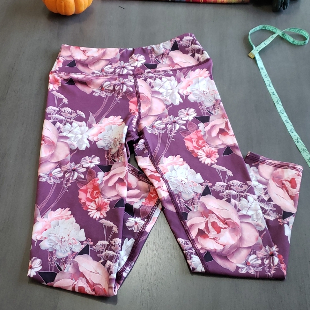 Purple floral leggings